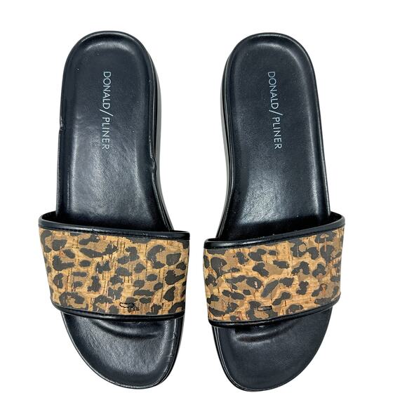 Donald J Pliner Fifi Slide Sandals Leopard Print Black Brown Size US 8 - Picture 2 of 13